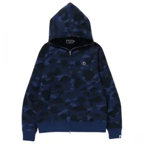 A Bathing Ape Men Color Camo Thermal Full Zip Hoodie (navy)