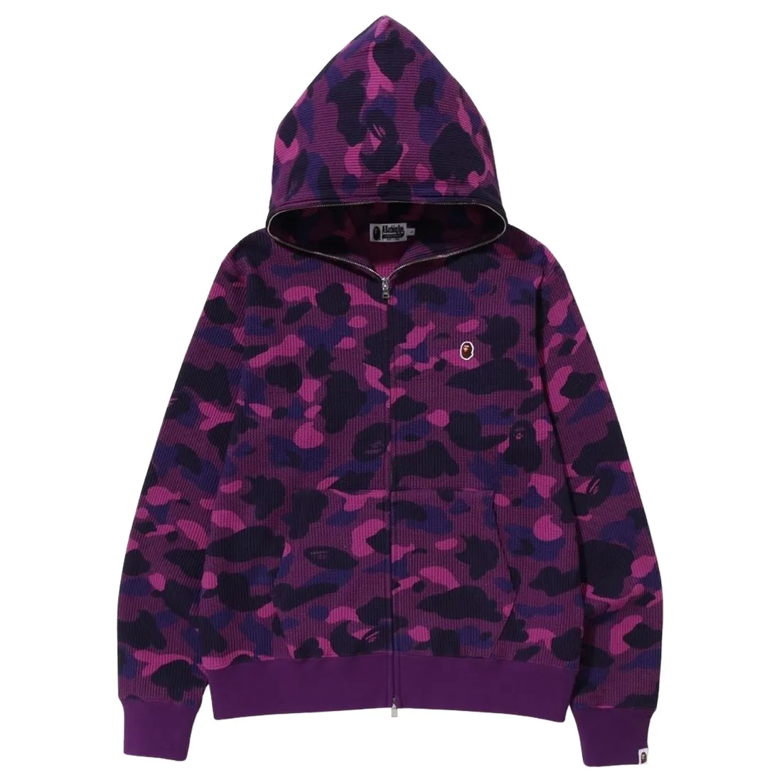 A Bathing Ape Men Color Camo Thermal Full Zip Hoodie (purple)