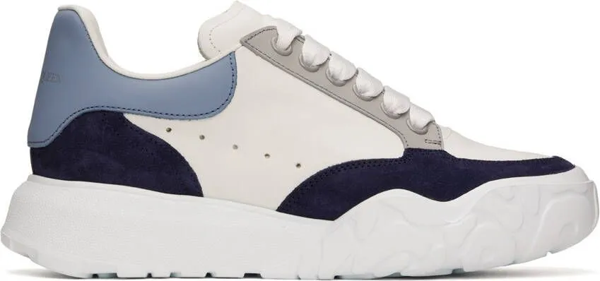 Alexander McQueen White & Blue Court Sneakers