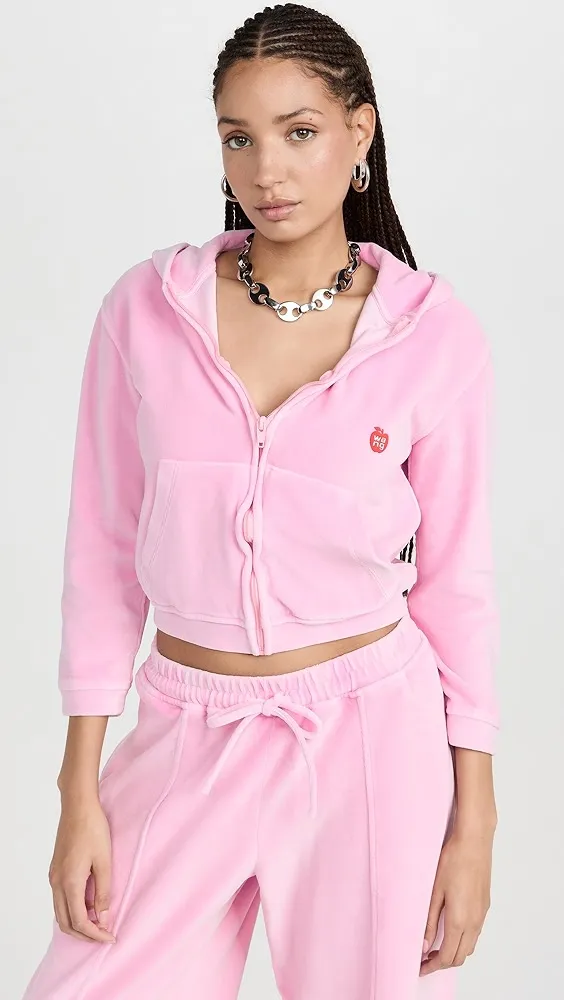 Alexander Wang   Shrunken Zip Up Hoodie with Apple Logo 