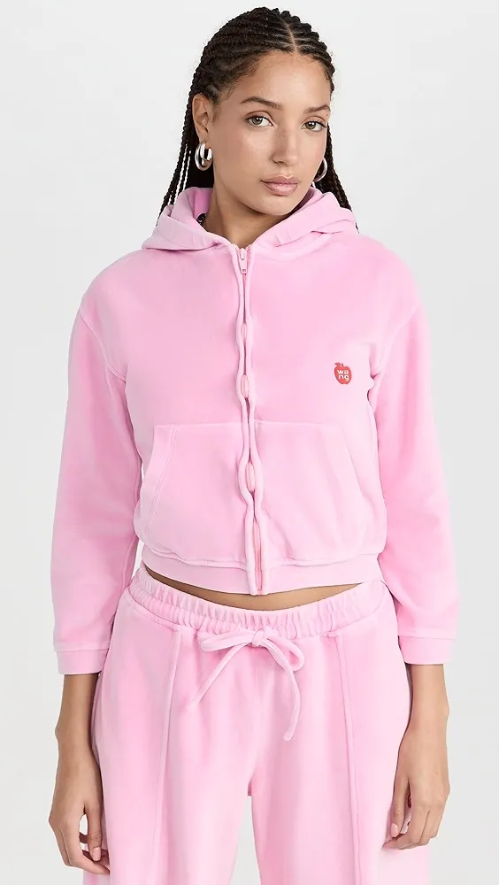 Alexander Wang   Shrunken Zip Up Hoodie with Apple Logo 