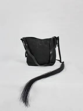 Ann Demeulemeester black leather shoulder bag with extra long horsehair tassel