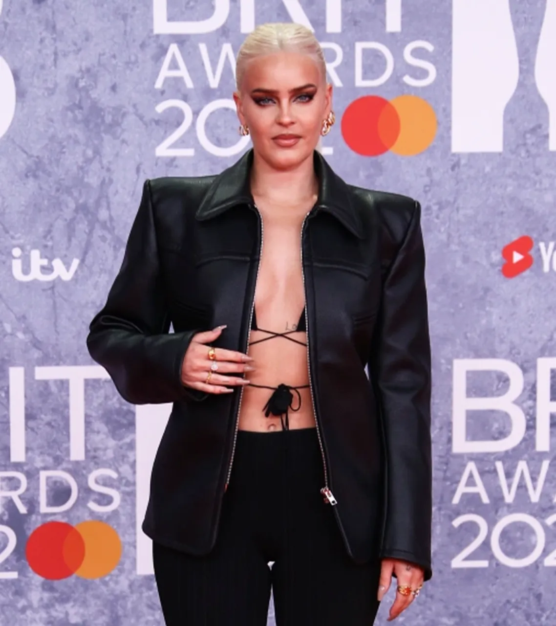 Anne-Marie Brit Awards 2022 Black Leather Jacket