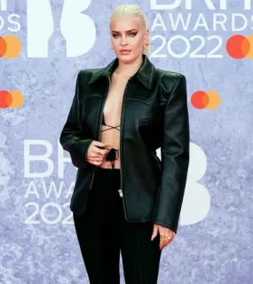 Anne-Marie Brit Awards 2022 Black Leather Jacket