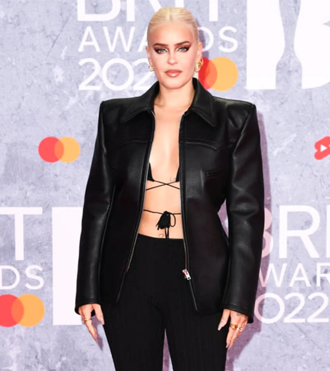 Anne-Marie Brit Awards 2022 Black Leather Jacket