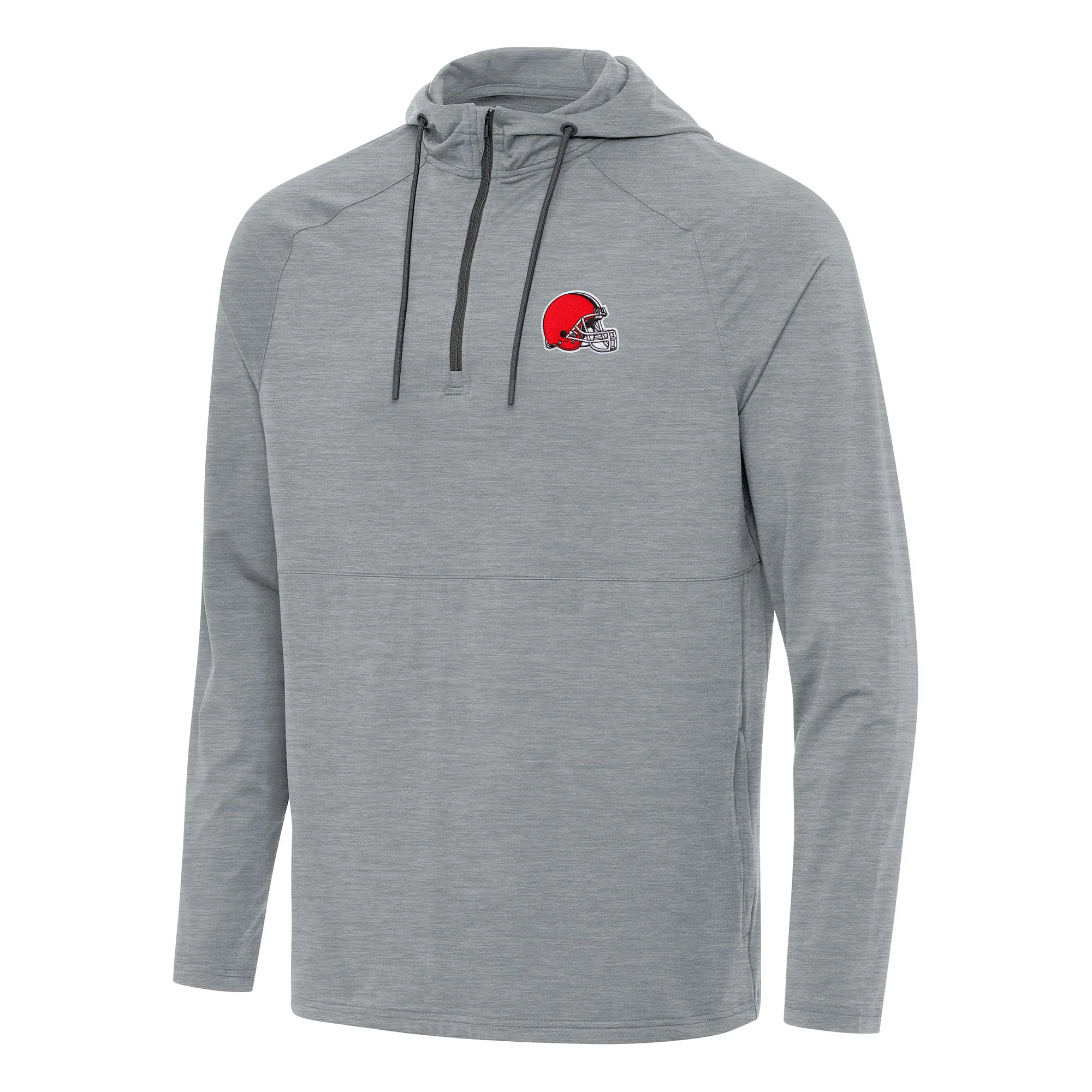 Antigua  Cleveland Browns Heather Gray Spikes Quarter-Zip Pullover Hoodie