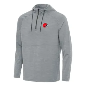 Antigua  Cleveland Browns Heather Gray Spikes Quarter-Zip Pullover Hoodie