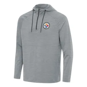 Antigua  Pittsburgh Steelers Heather Gray Spikes Quarter-Zip Pullover Hoodie