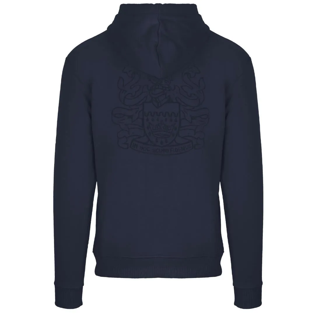 Aquascutum Box Gothic Logo Navy Blue Zip-Up Hoodie