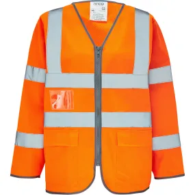 Arco Ultra Orange Long-Sleeve Zip-Up Hi-Vis Vest 5XL