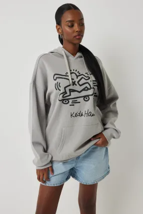 Ardene Ardene Keith Haring Hoodie in Light Grey | Size | Fleece-Lined