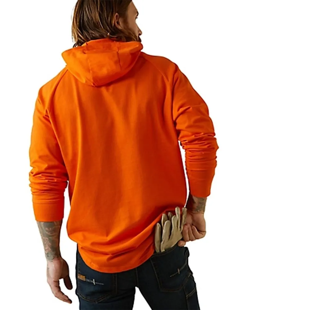 Ariat Orange Rebar Cotton Strong Long Sleeve Hooded Work T-Shirt MEDR 10043825-MEDR