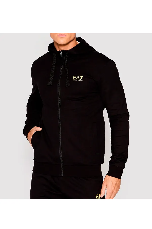 Armani EA7 ID Logo Zip Hoodie Gold