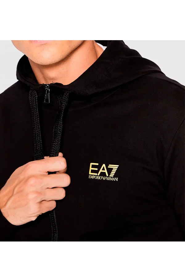 Armani EA7 ID Logo Zip Hoodie Gold