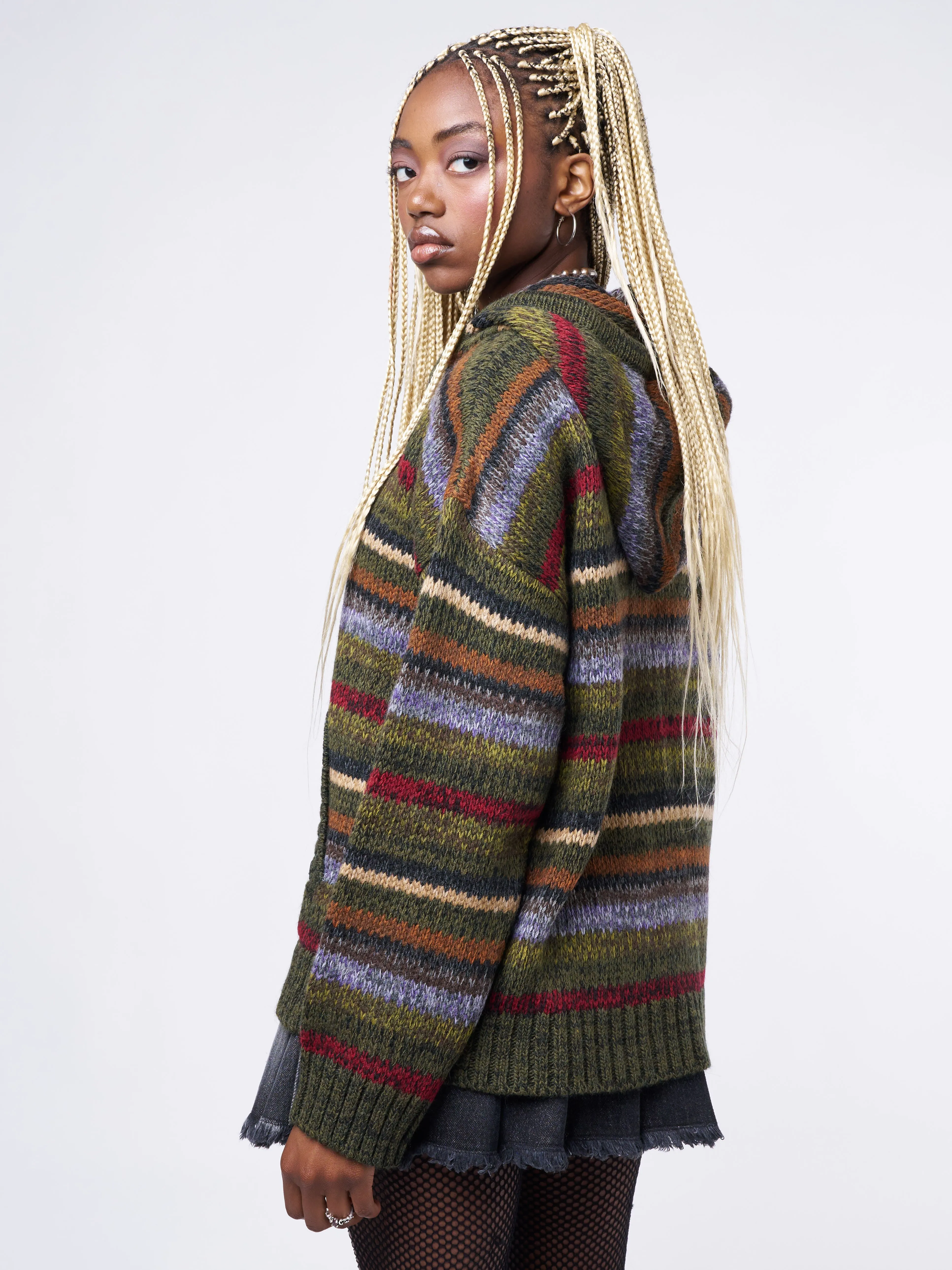 Aya Oversized Knitted Zip-Up Hoodie