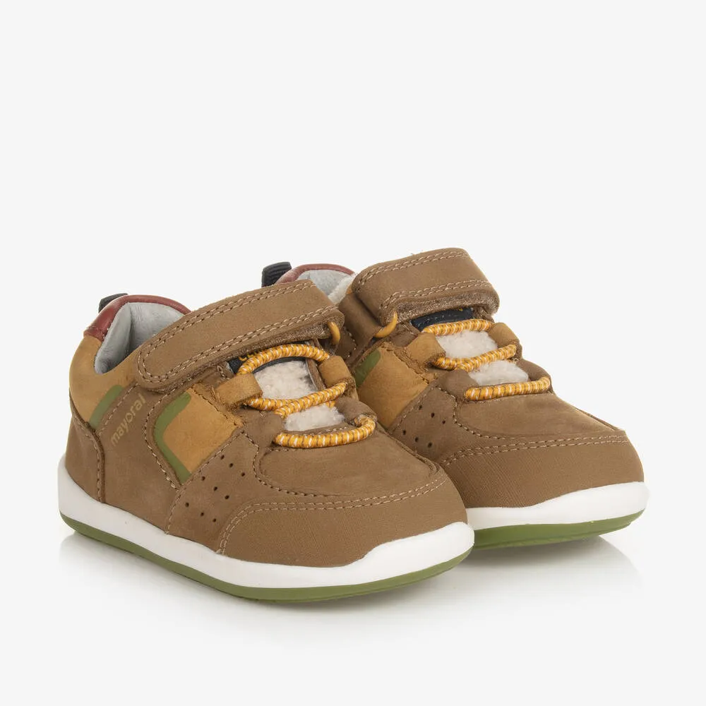 Baby Boys Beige Leather First Walker Trainers