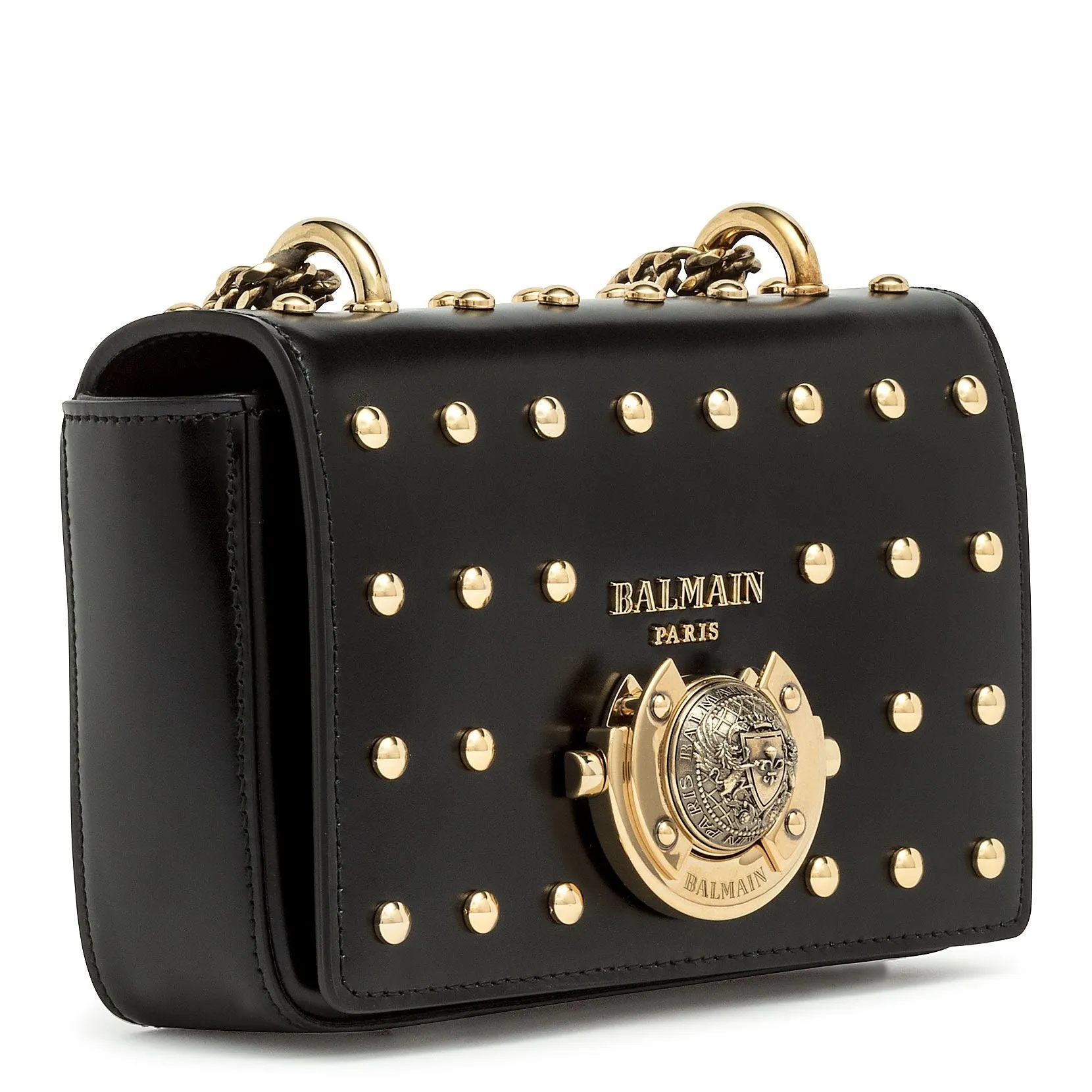 Balmain Black leather box bag