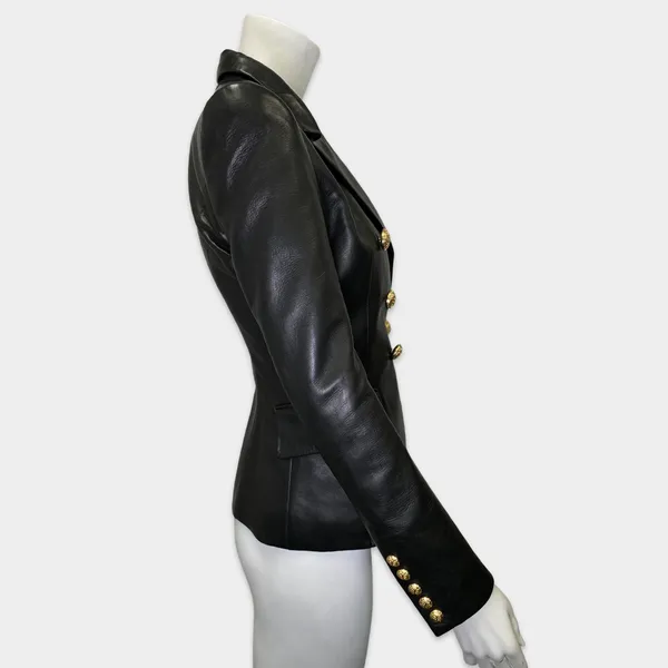 Balmain women's black lambskin leather jacket