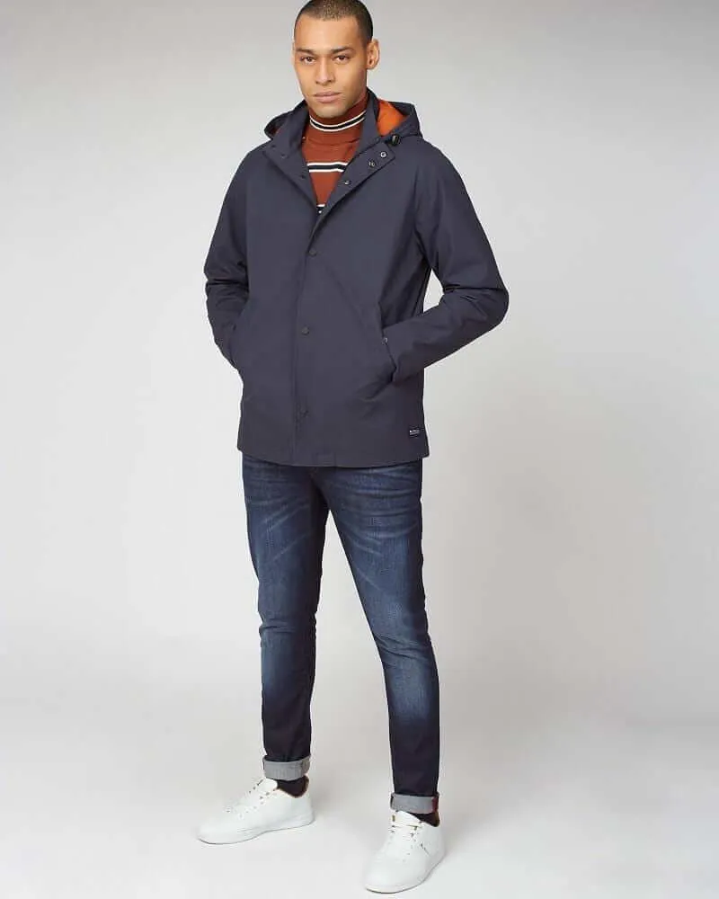 Ben Sherman Hooded Coach Jacket Midnight Blue