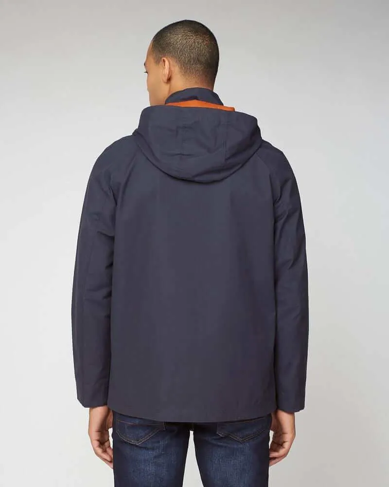 Ben Sherman Hooded Coach Jacket Midnight Blue