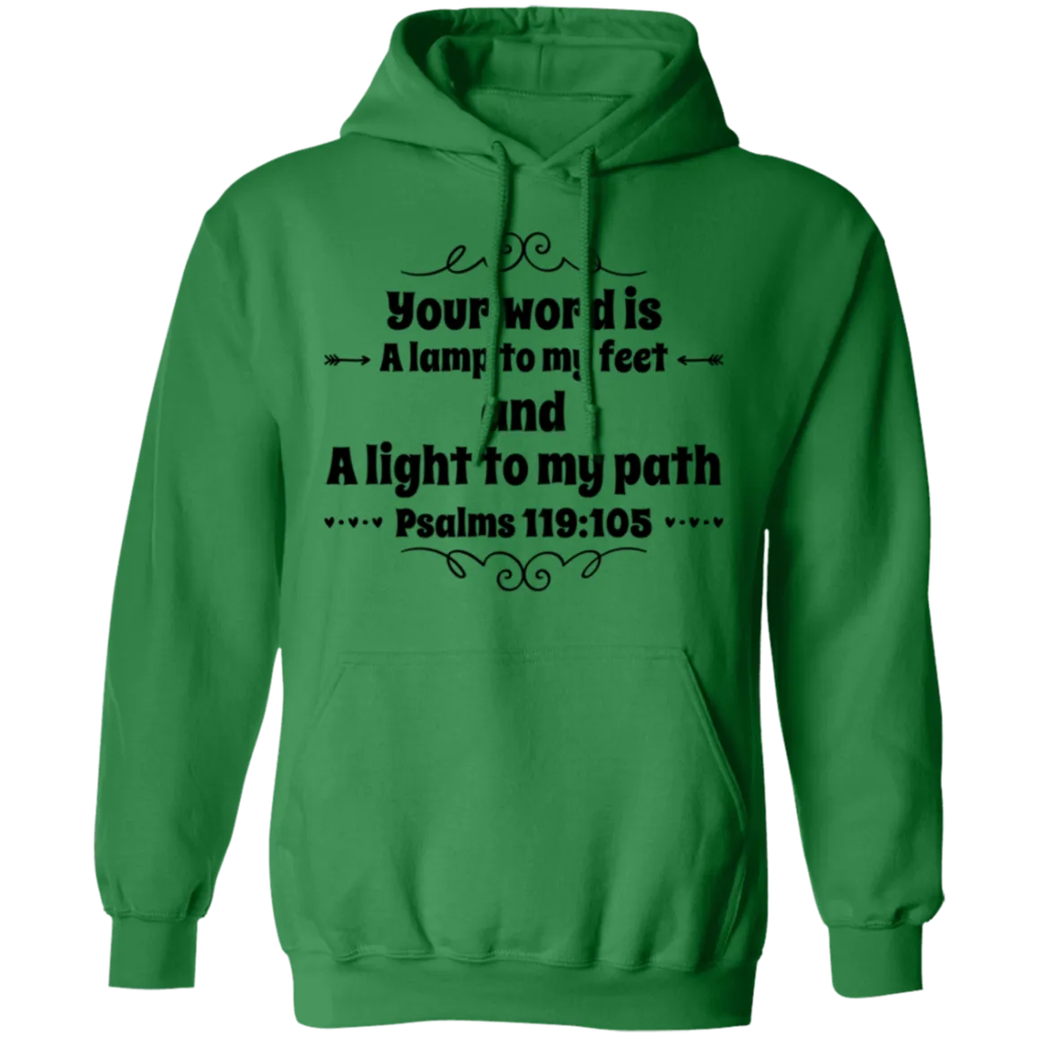 Bible Verse Men G185 Pullover Hoodie 8 oz. - Your Word Is Light To My Path ~Psalm 119:105~ Design 1