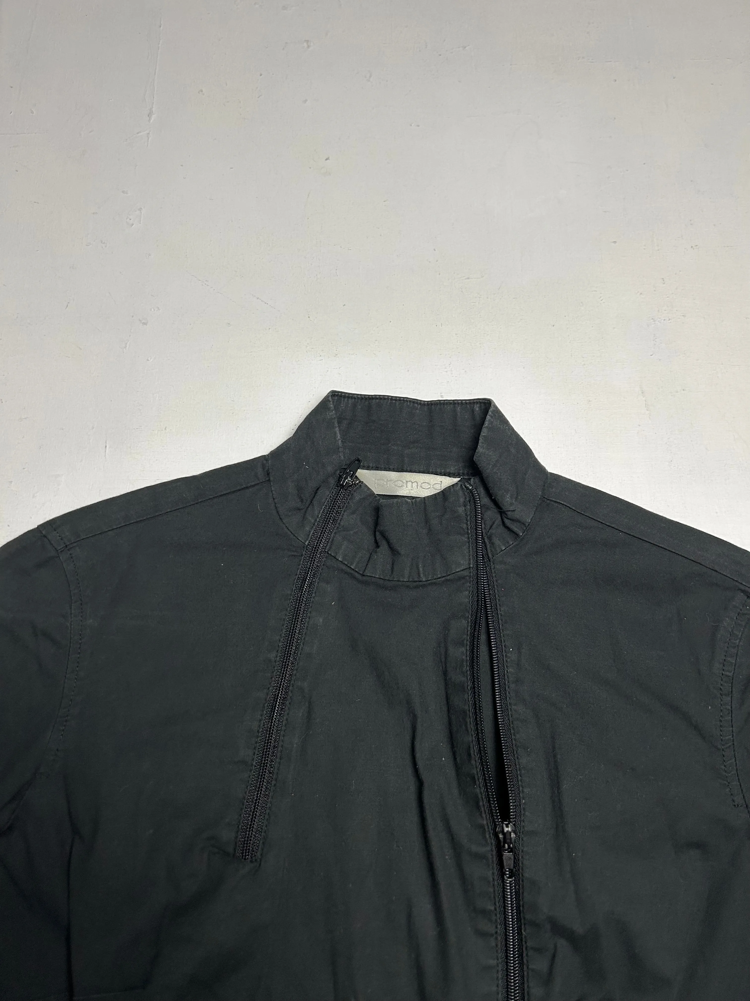 Black double zip up office jacket (S/M)