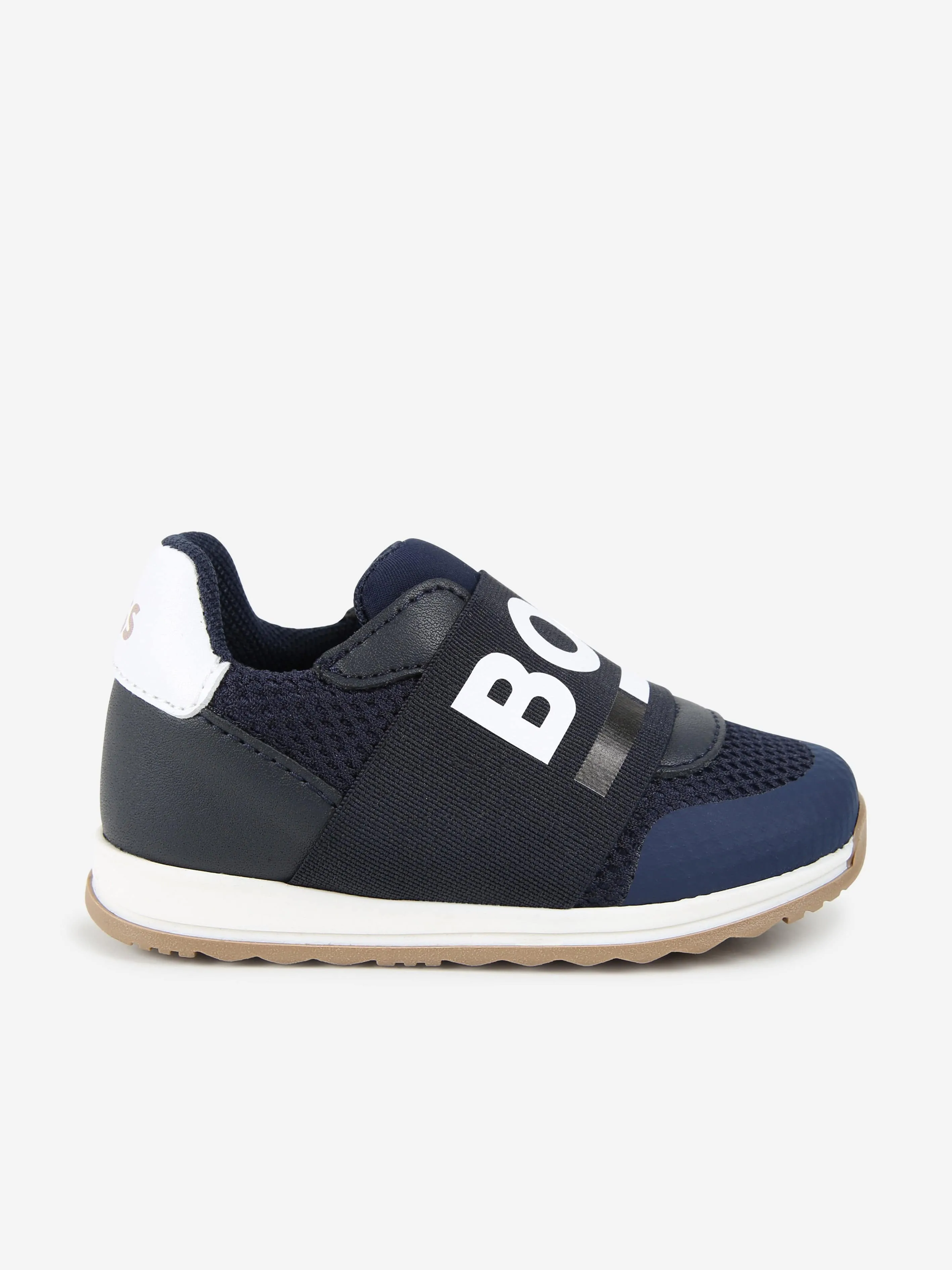 BOSS Boys Logo Trainers in Navy