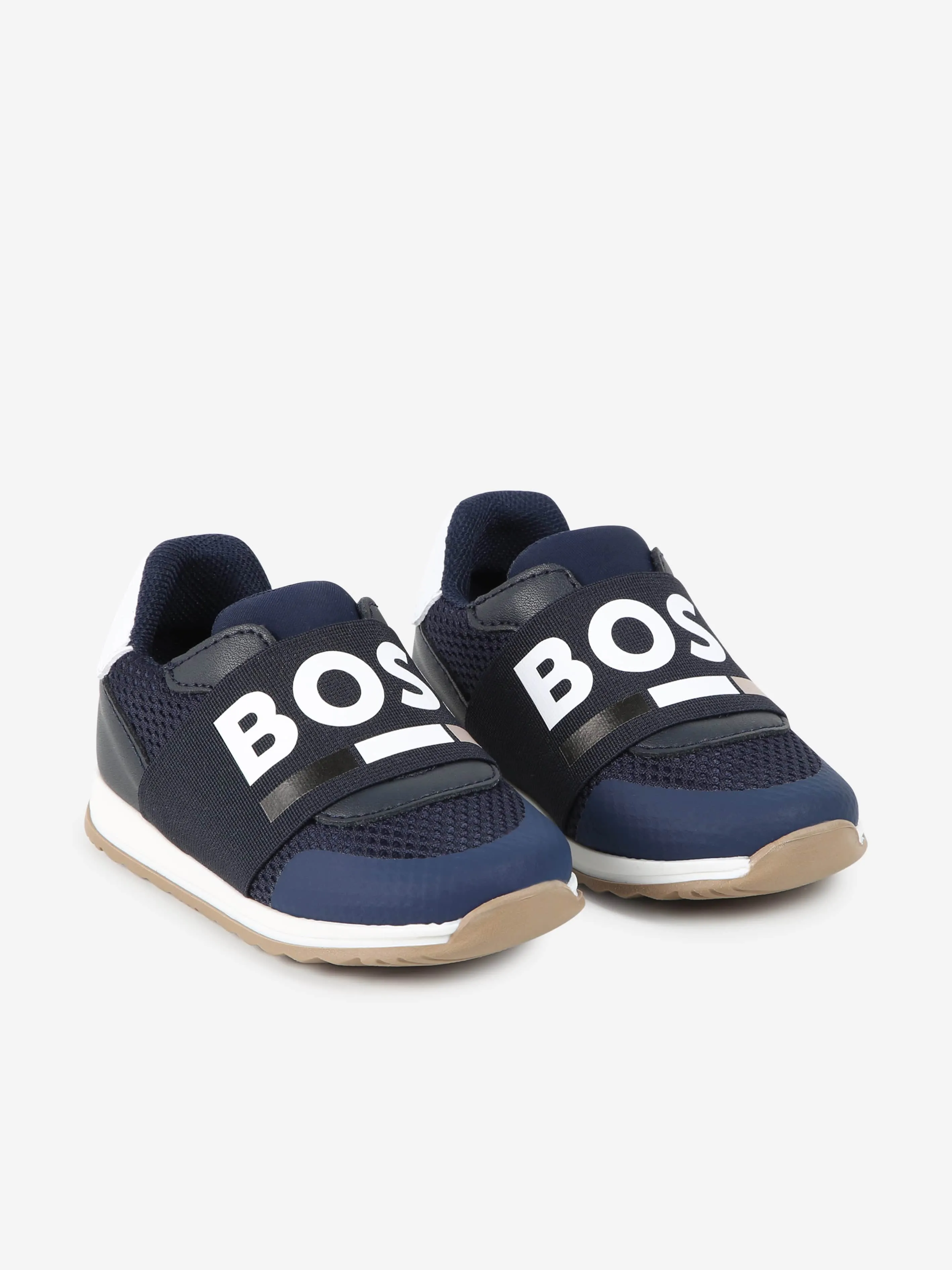 BOSS Boys Logo Trainers in Navy