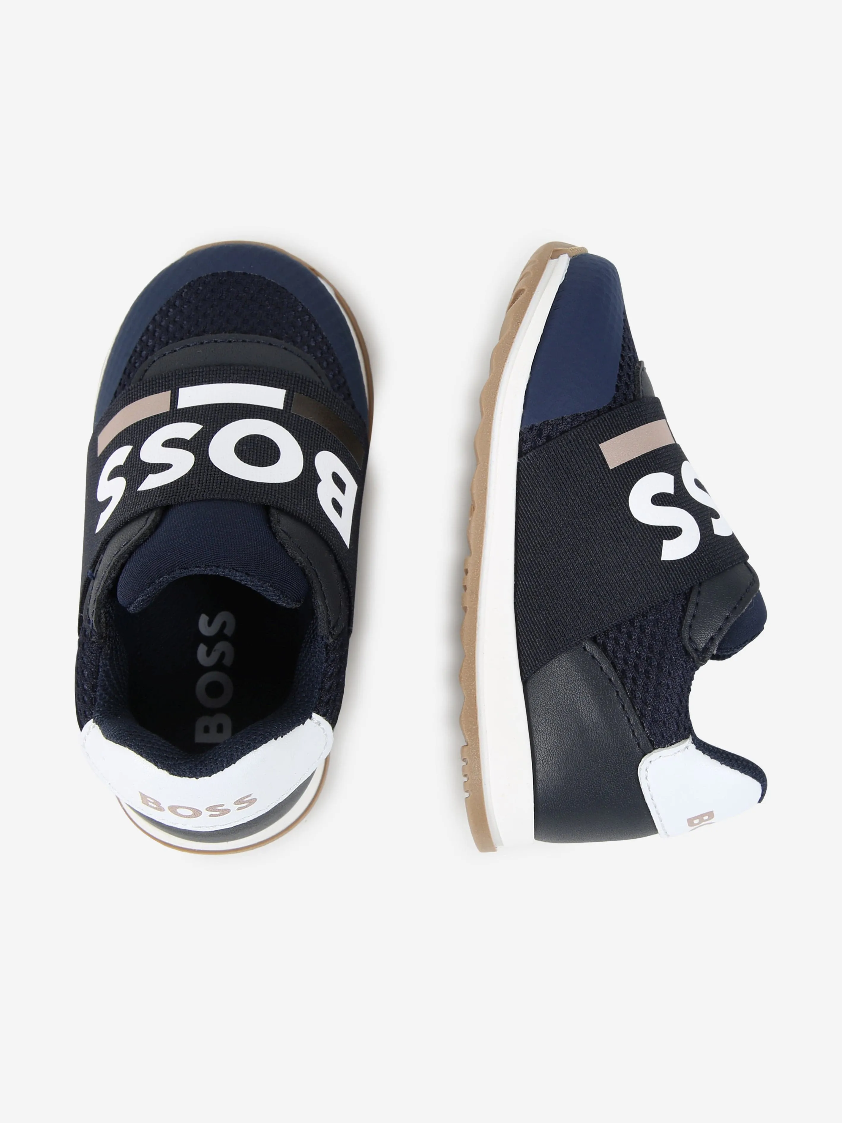 BOSS Boys Logo Trainers in Navy