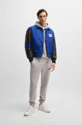 BOSS x NFL mixed-material jacket with faux-leather sleeves