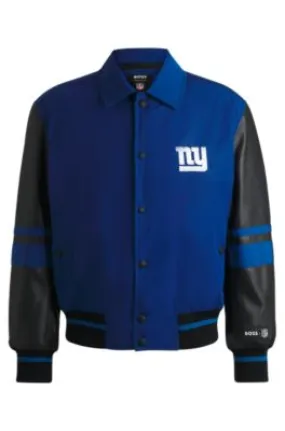 BOSS x NFL mixed-material jacket with faux-leather sleeves