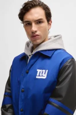 BOSS x NFL mixed-material jacket with faux-leather sleeves