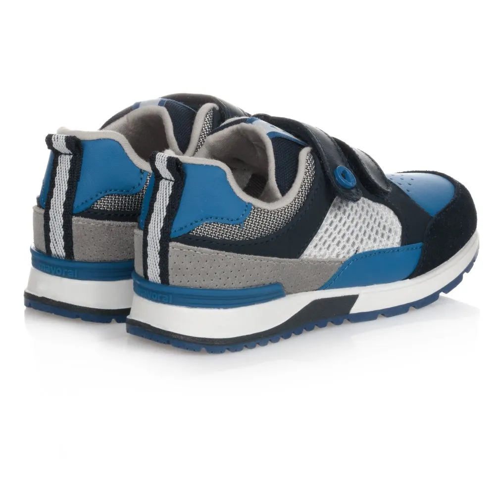 Boys Blue Leather Trainers