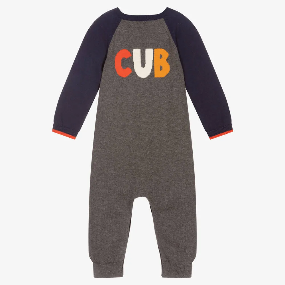 Boys Grey Cotton Knitted Romper