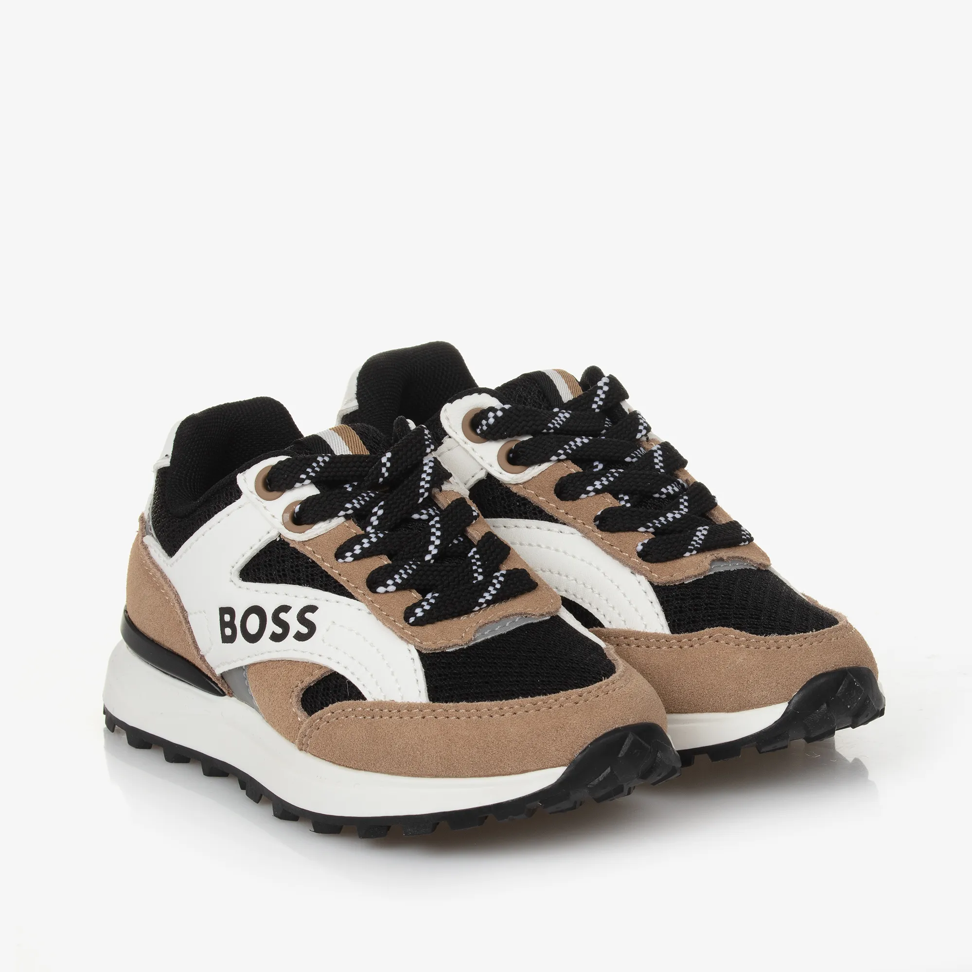 Boys Leather Tricolour Trainers