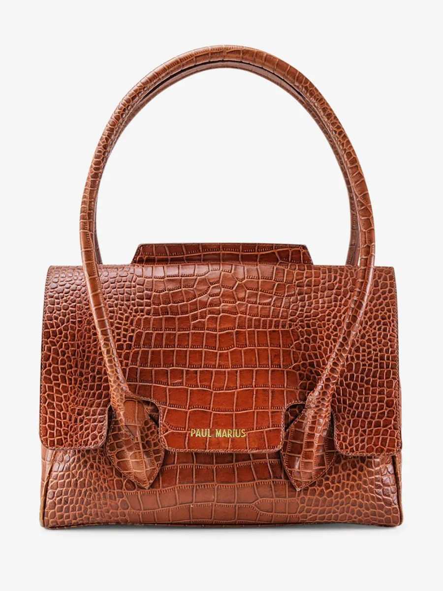 Brown Leather Handbag - Colette M Alligator Cocktail Amber | PAUL MARIUS