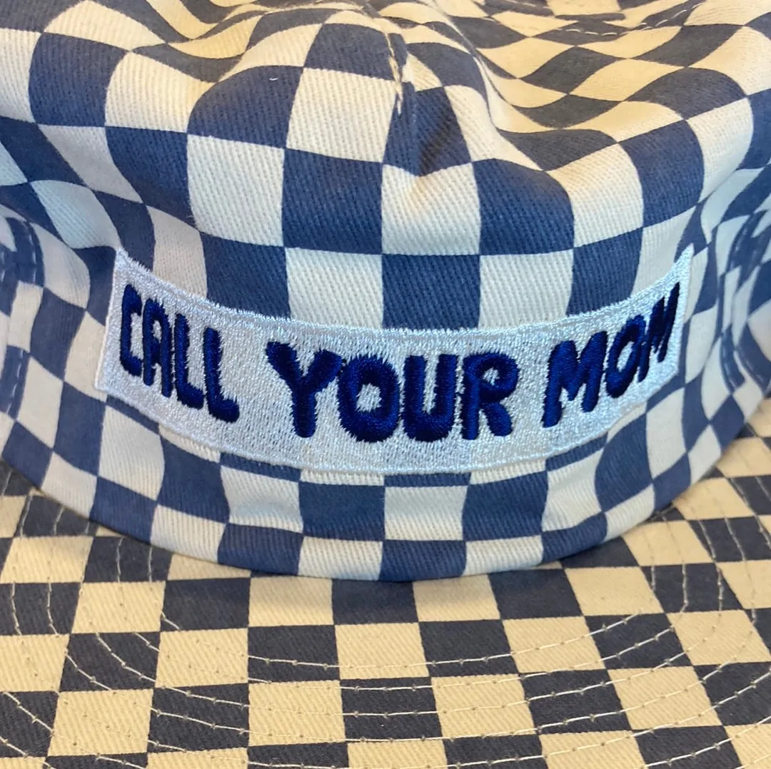 Call Your Mom Checkerboard Hat- Blue Ridge