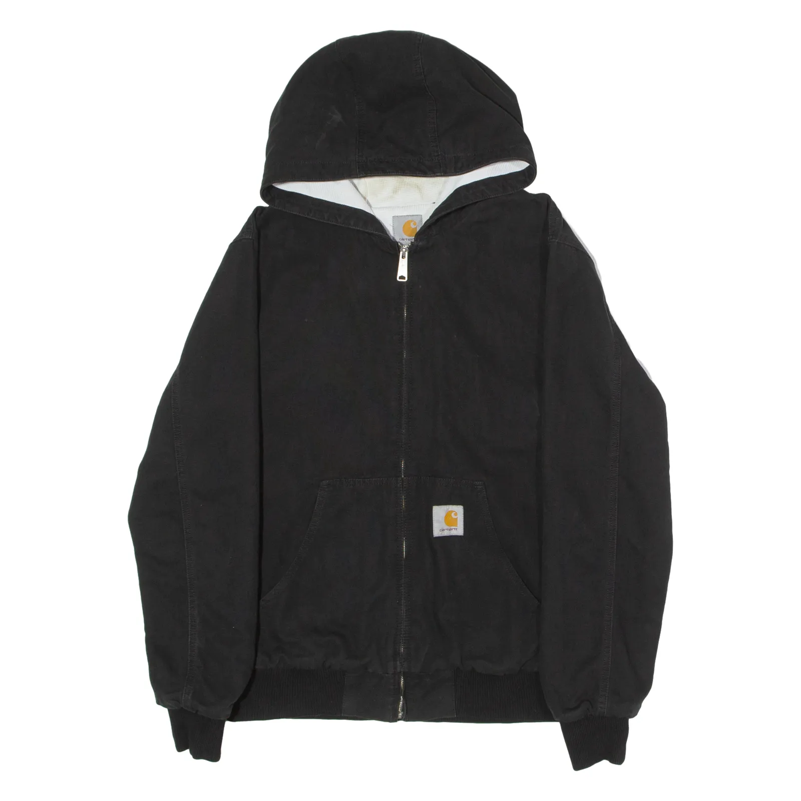 CARHARTT Active Mens Workwear Jacket Black Canvas Hooded M