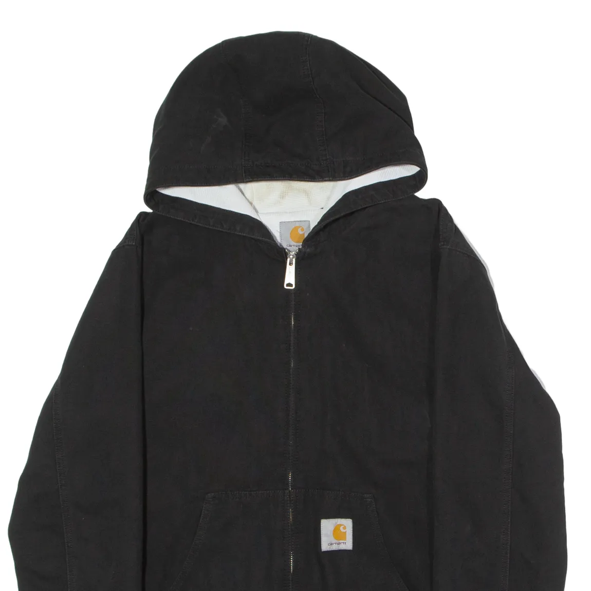 CARHARTT Active Mens Workwear Jacket Black Canvas Hooded M