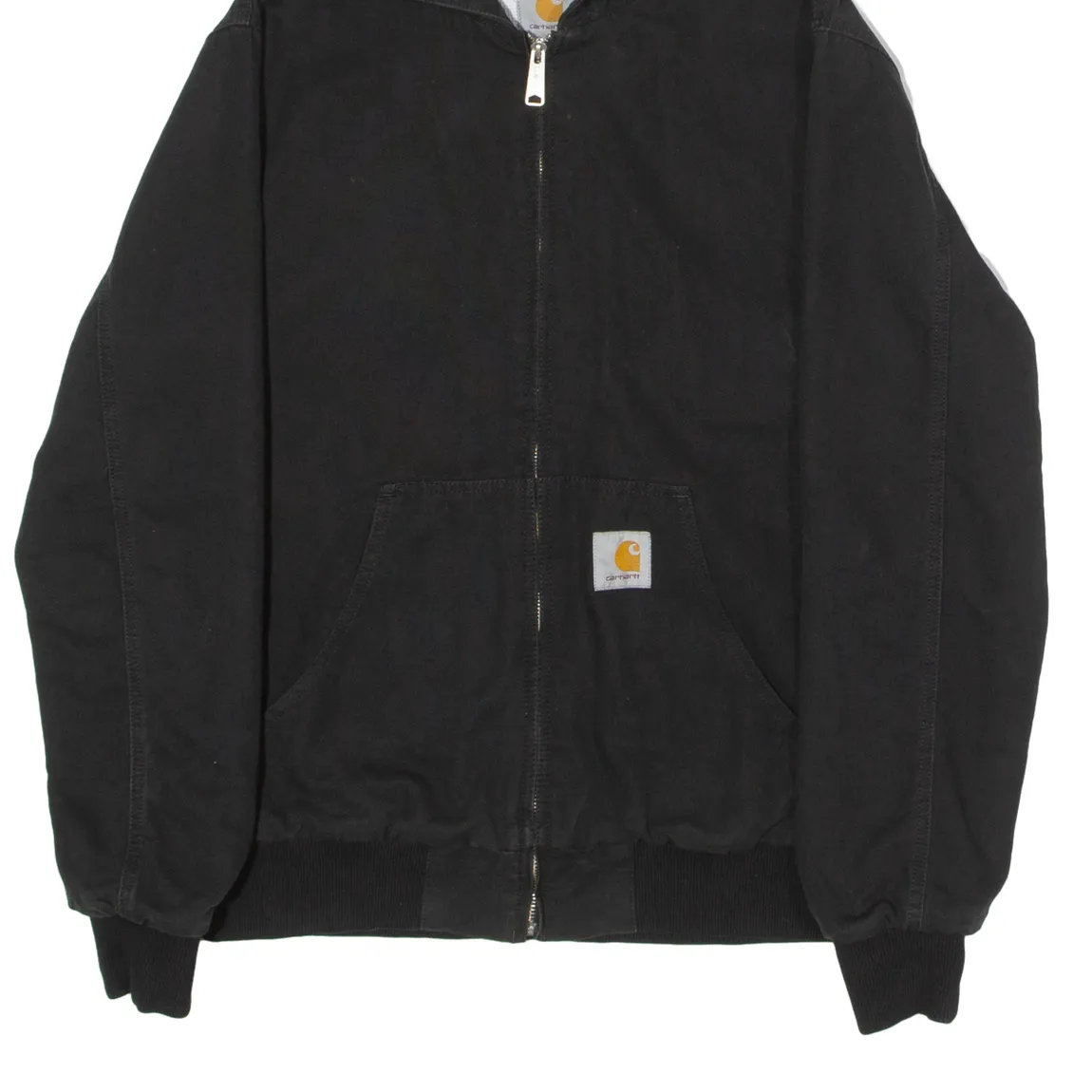 CARHARTT Active Mens Workwear Jacket Black Canvas Hooded M