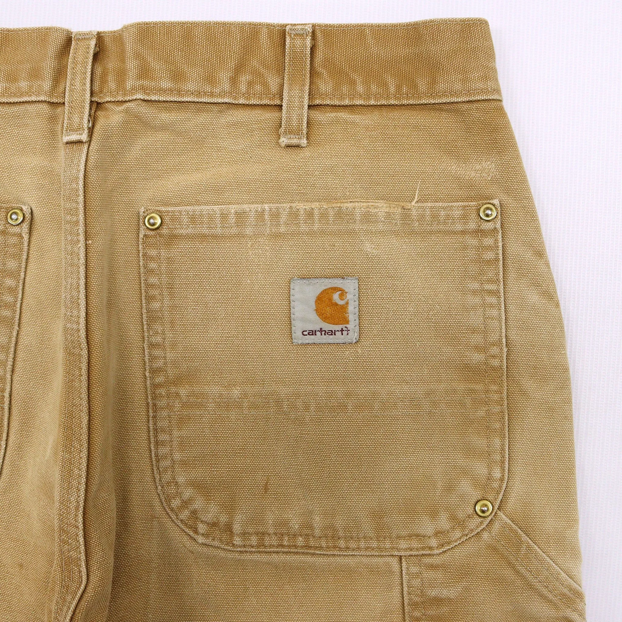 Carhartt Double Knee Carpenter Distressed Beige Work Trousers