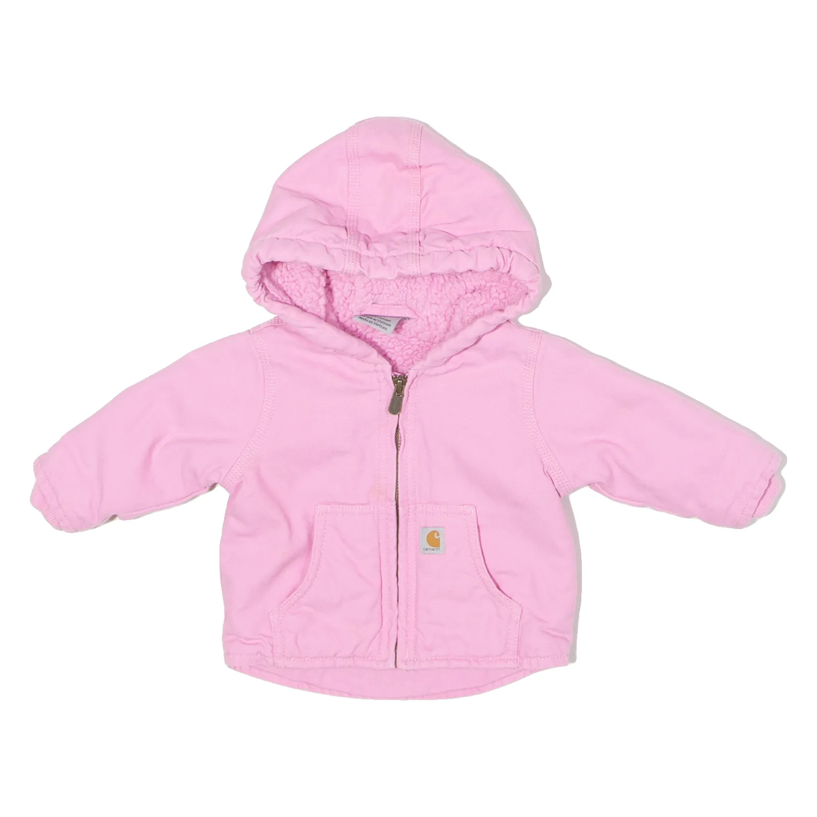 CARHARTT Fleece Lined Active Girls Workwear Jacket Pink Canvas Hooded ONE SIZE