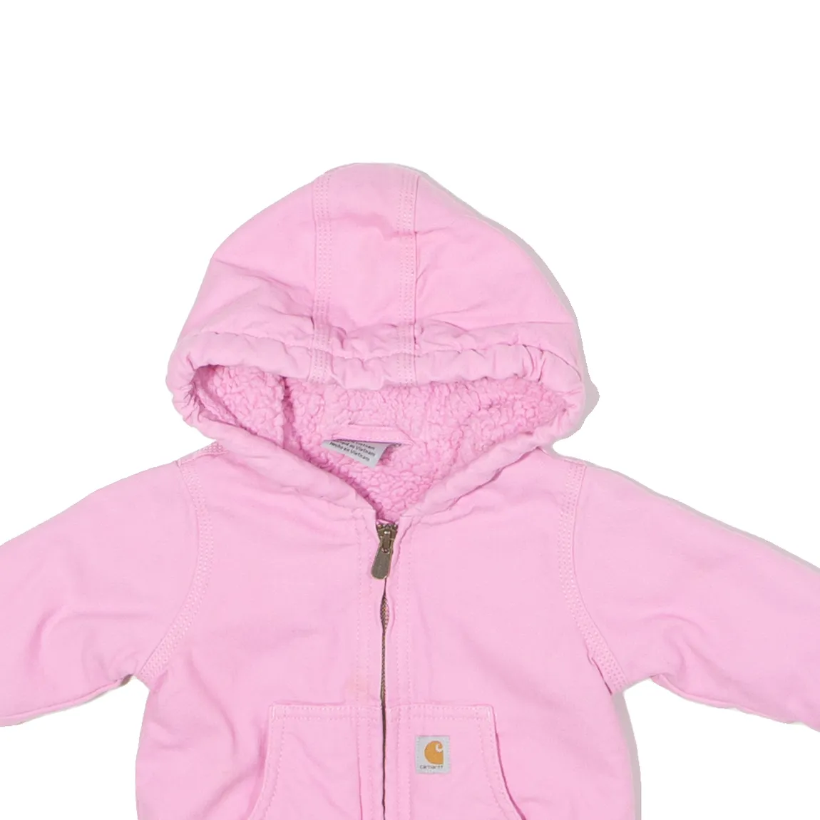 CARHARTT Fleece Lined Active Girls Workwear Jacket Pink Canvas Hooded ONE SIZE