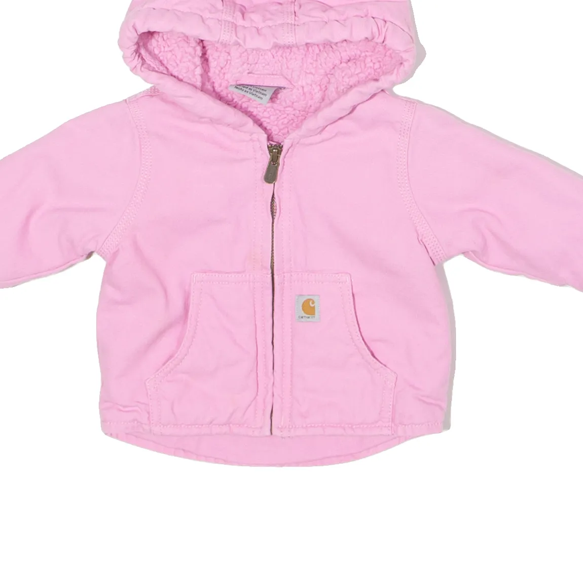 CARHARTT Fleece Lined Active Girls Workwear Jacket Pink Canvas Hooded ONE SIZE