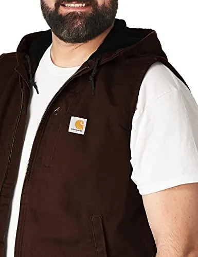 Carhartt Men's Relaxed Fit Washed Duck Fleece-Lined Hooded Vest