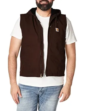 Carhartt Men's Relaxed Fit Washed Duck Fleece-Lined Hooded Vest