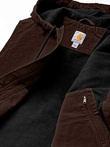 Carhartt Men's Relaxed Fit Washed Duck Fleece-Lined Hooded Vest