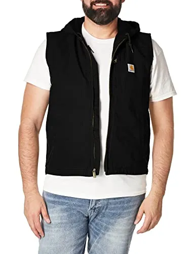 Carhartt Men's Relaxed Fit Washed Duck Fleece-Lined Hooded Vest