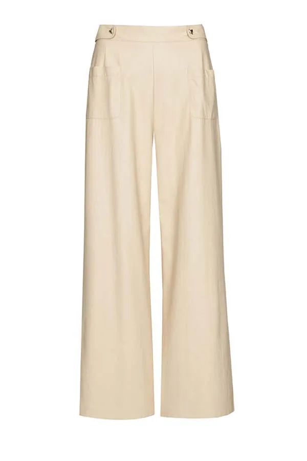 Caroline Biss IVORY 7/8-LENGTH ECO-LEATHER TROUSERS