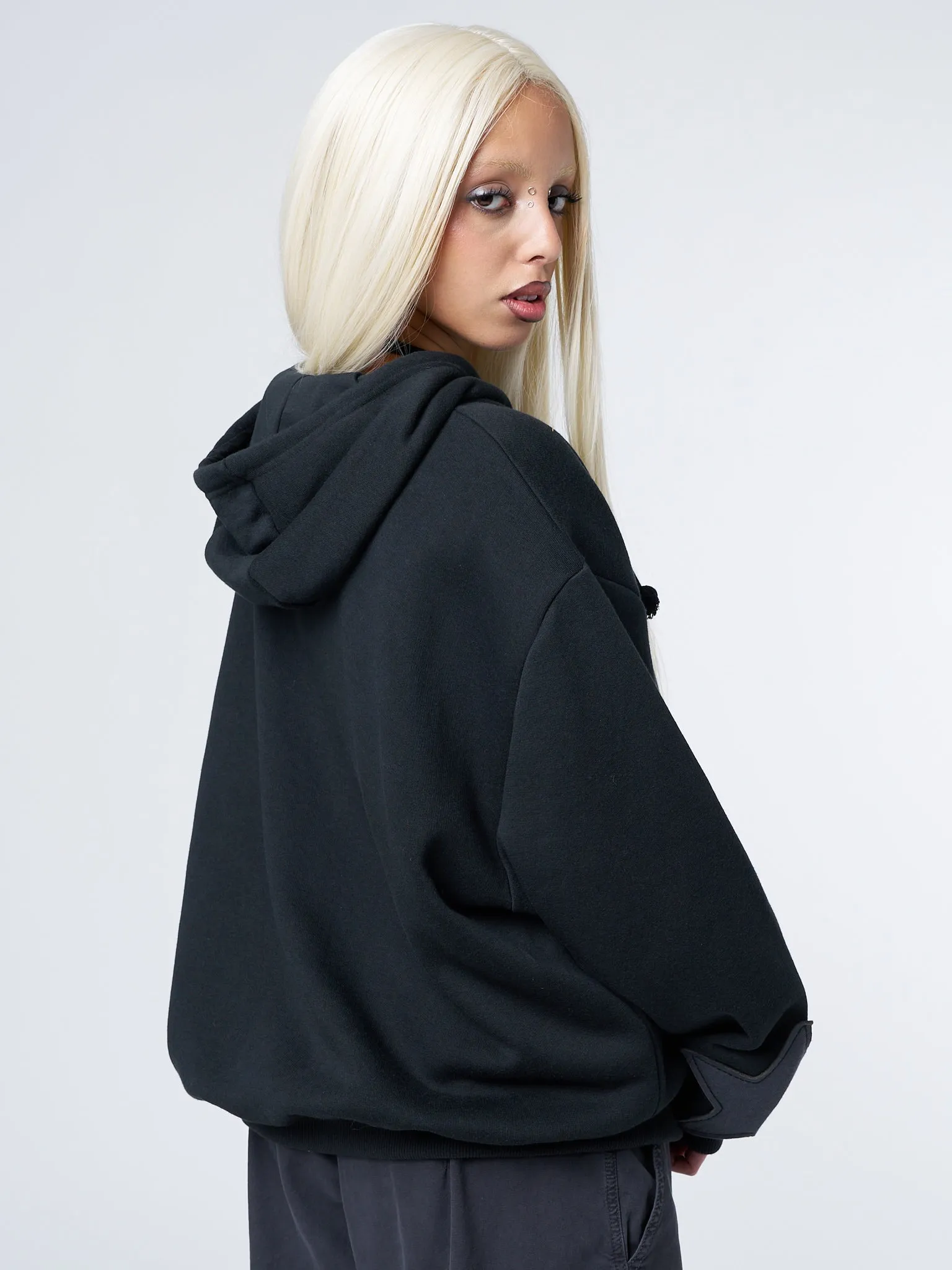 Celeste Star Oversized Black Zip Up Hoodie